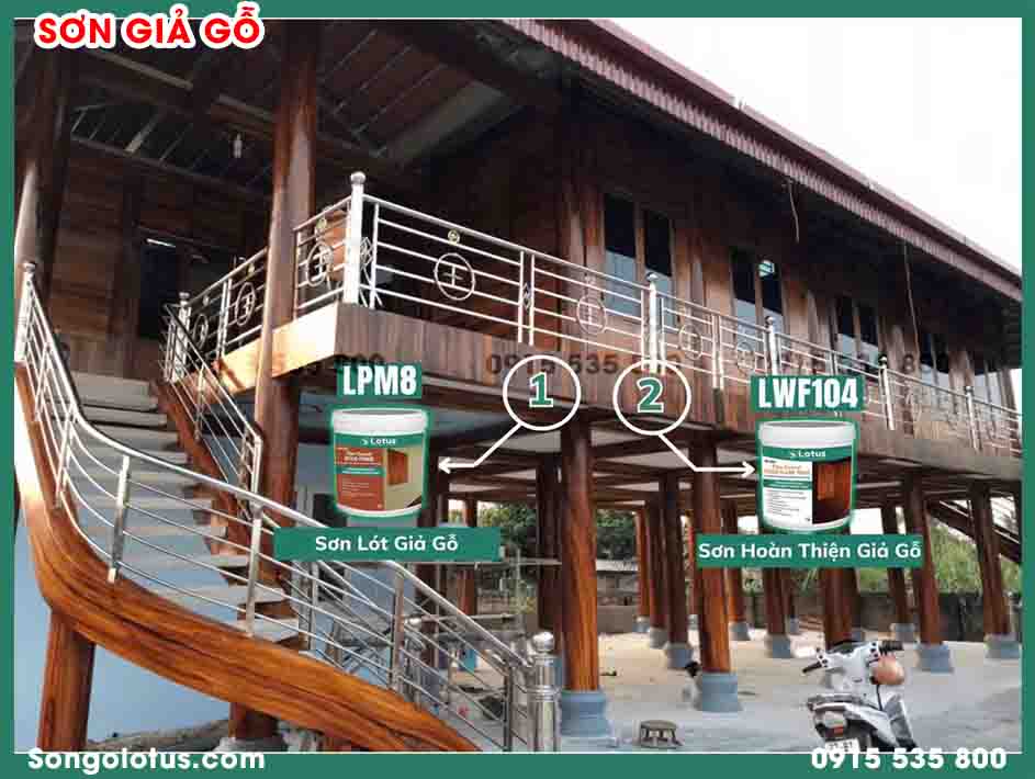 sơn giả gỗ nhà sàn bê tông