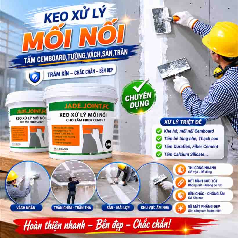 Keo xử lý mối nối tấm cemboard,tường,vách, sàn, trần 5kg Keo xử lý mối nối tấm cemboard,tường,vách, sàn, trần 5kg