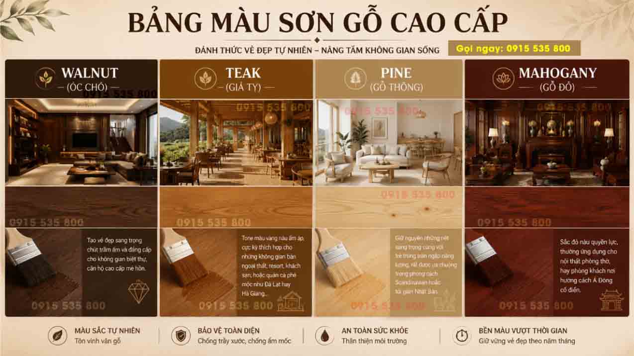Bảng màu sơn gỗ lau ứng dụng thực tế được ưu chuộng nhất hiện nay Bảng màu sơn gỗ lau ứng dụng thực tế được ưu chuộng nhất hiện nay
