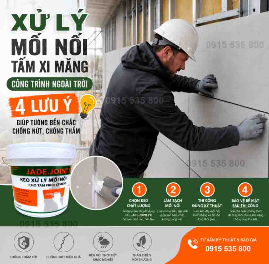 Xử Lý Mối Nối Tấm Xi Măng Công Trình Ngoài Trời 4 Lưu Ý